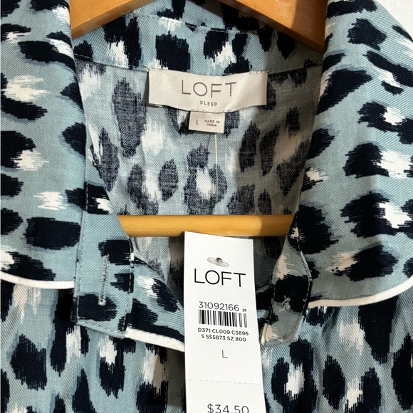 Loft Blue Leopard Print Pajama Top - Picture 3 of 7